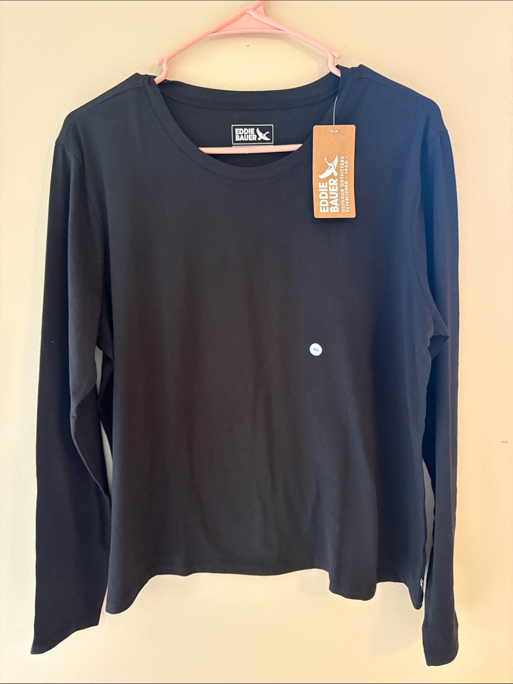 NWT Eddie Bauer Legend Wash Slub Long Sleeve Crew Tee Black XL